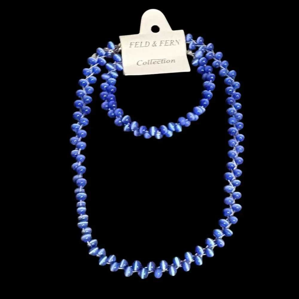 Kids Blue Moon-glow Beaded Necklace Bracelet Set Jewelry Gift